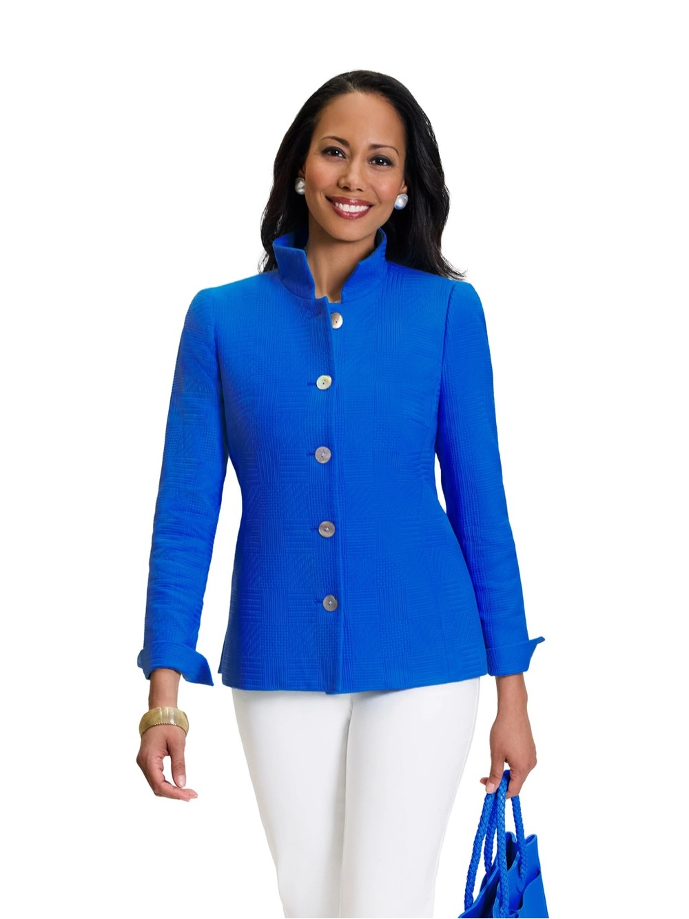 Nina McLemore Cotton Matelassé Raj Jacket (10) Blue Ray